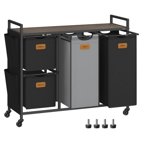 SONGMICS Koš na prádlo Vasagle Males 150 l černý/šedý/hnědý