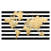 Mapa Detailed gold world map with stripes, Harper, Blursbyai, 40 × 26.7 cm