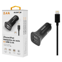 Nabíječka do auta ALIGATOR pro iPh 5/6/7/8 s 2xUSB výstupem 2,4A, Turbo charge, Black