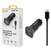 Nabíječka do auta ALIGATOR pro iPh 5/6/7/8 s 2xUSB výstupem 2,4A, Turbo charge, Black