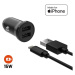 FIXED set autonabíječky s 2xUSB výstupem a USB/Lightning kabelem, 1 metr, Mfi, 15W černý