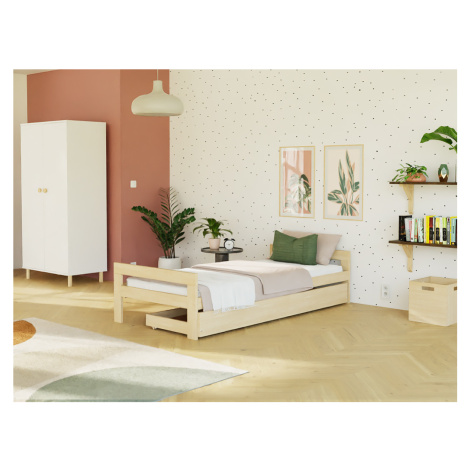 Benlemi Rostoucí dřevěná jednolůžková postel SWITCH 2v1 s čely a úložným šuplíkem Zvolte barvu: 