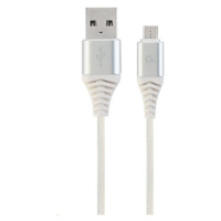 GEMBIRD Kabel USB 2.0 AM na MicroUSB (AM/BM), 1m, opletený, bílo-stříbrný, blister, PREMIUM QUAL