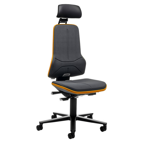 bimos Pracovní otočná židle NEON, kolečka, opěrka hlavy, synchronní mechanika, Supertec®, oranžo