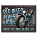 Plechová cedule Old Biker - Ride, 42x30 cm