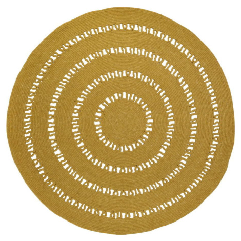 Hořčicově žlutý ručně vyrobený koberec ze směsi vlny a bavlny Nattiot Bibek, ø 140 cm