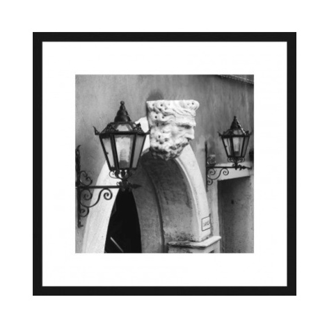 Rámovaný obraz Lampy 40x40 cm, černobílý Asko