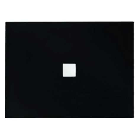 BESCO Obdélníková sprchová vanička Nox černá - 3,5 cm, 120 cm x 80 cm - Černá Krytka Sifonu