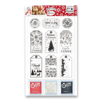 Aladine, 55038, sada vánočních razítek s inkousty, Vánoční visačky, 12 ks