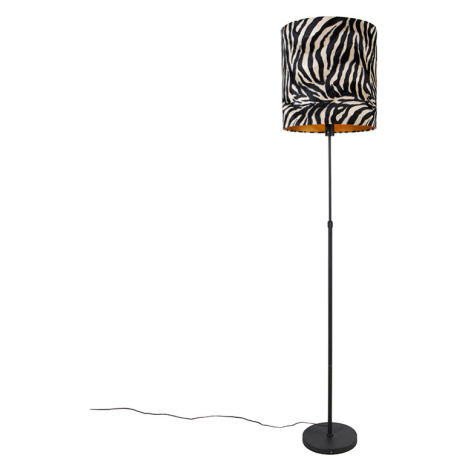 Stojací lampa černý odstín zebra design 40 cm nastavitelný - Parte QAZQA
