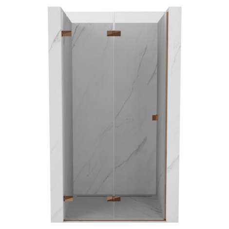 MEXEN/S Lunar-F skládací sprchové dveře levé 80, transparent, růžové zlato 836-080-000-60-00-L