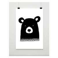 Černobílý dekorační plakát s medvědem