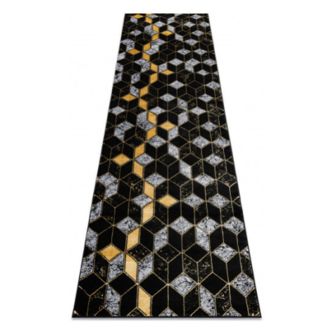 Běhoun Gloss 400B 86 3D geometric black/gold 80x300 cm