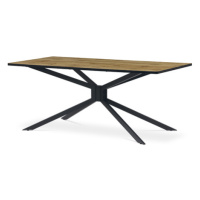 Jídelní stůl, 180x90x75 cm, MDF deska, 3D dekor divoký dub,  kovovová hvězdicová podnož, černý m