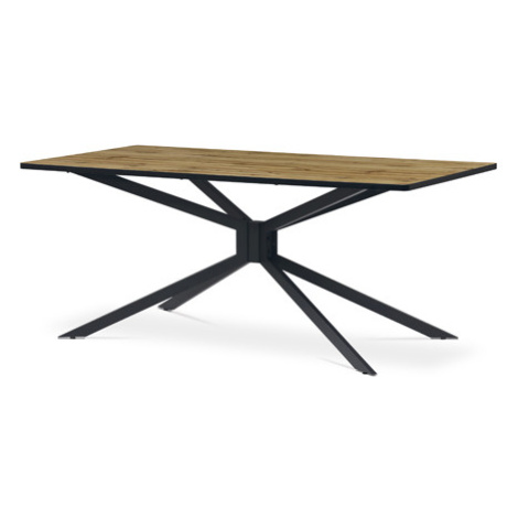 Jídelní stůl, 180x90x75 cm, MDF deska, 3D dekor divoký dub,  kovovová hvězdicová podnož, černý m Autronic
