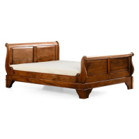 Estila Rustikální luxusní manželská postel M-VINTAGE z masivního dřeva s vyřezávanými nožičkami 
