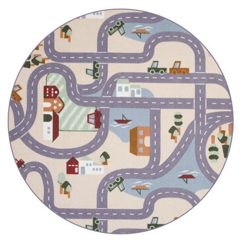 Vopi, Dětský kusový koberec Scanroad 39 kruh, 120x120 (průměr) kruh, vícebarevná, dětský pokoj