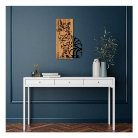 Nástěnná dekorace 38x58 cm kočka dřevo/kov Donoci