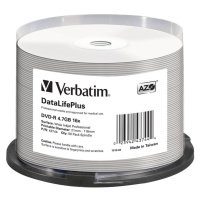 VERBATIM DVD-R(50 ks)Spindle/Printable/16x/4.7GB/WIDE PRINTABLE SURFACE NON-ID