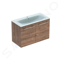 Geberit 501.262.00.1 - Umyvadlová skříňka 635x988x480 mm, s umyvadlem, 2 dvířka, ořech hickory