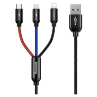 Kabel USB Baseus 3v1 USB-C / Lightning / Micro 3A 1,2 m (černý)