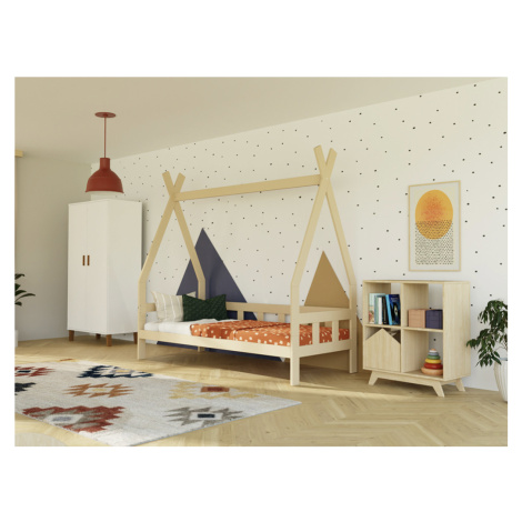 Benlemi Dětská teepee postel FENCE 4v1 ze dřeva se zábranou Zvolte barvu: Světle šedá, Zvolte ro