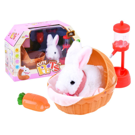 mamido Interaktivní králík v košíku s příslušenstvím bílý