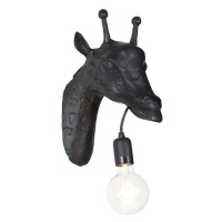 Vintage nástěnná lampa černá - žirafa