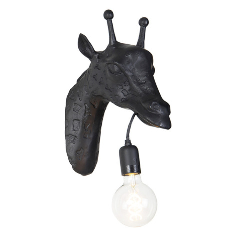 Vintage nástěnná lampa černá - žirafa QAZQA