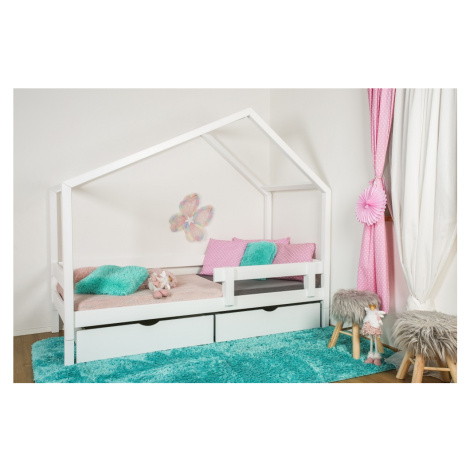Vyspimese.CZ Dětská postel Elsa se zábranou-dva šuplíky Rozměr: 80x160 cm, Barva: bílá