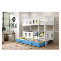 Dětská patrová postel KUBUS s výsuvnou postelí 90x200 cm - bílá Modrá