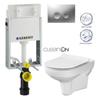 GEBERIT KOMBIFIXBasic vč. matného tlačítka DELTA 25 + WC CERSANIT CITY NEW CLEANON + WC SEDÁTKO 