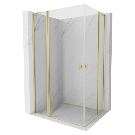 MEXEN/S Mist L Duo sprchový kout dveře křídlové 110 x 90, transparent, zlato kartáčovaná 8A4L-11