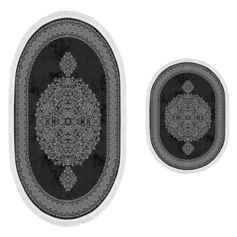 L'essentiel Sada 2 kusů koupelnových podložek Orient Ornamental Black černá