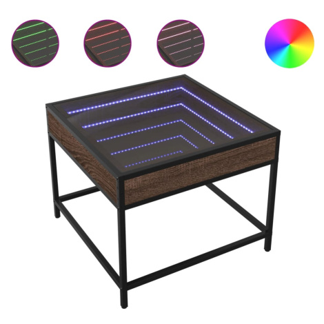 vidaXL Konferenční stolek s Infinity LED hnědý dub 50 x 50 x 41 cm