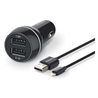 Philips Dual Car Charger 2x USB 3.1A s kabelem Lightning/ MFi, černá