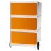 Paperflow Pojízdný kontejner easyBox®, 3 zásuvky, bílá / oranžová