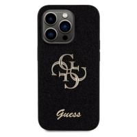 Guess PU Fixed Glitter 4G Metal Logo Zadní Kryt pro iPhone 15 Pro Black