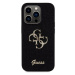 Guess PU Fixed Glitter 4G Metal Logo Zadní Kryt pro iPhone 15 Pro Black