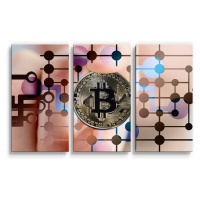 Sablio Obraz - 3-dílný Bitcoin - 120x80 cm