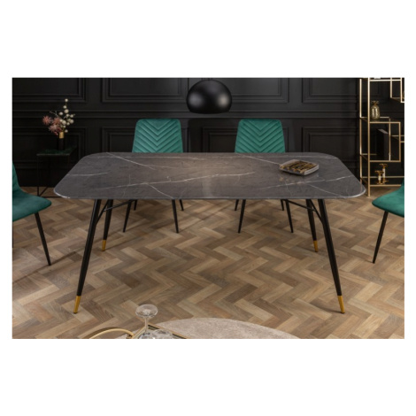 Estila Retro nadčasový jídelní stůl Forisma s černou povrchovou deskou s mramorovým vzhledem 180