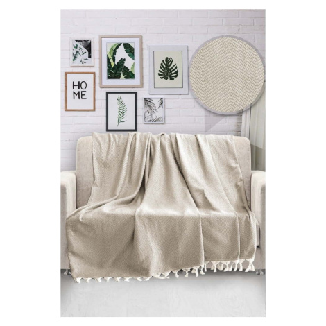 Béžový bavlněný přehoz přes postel Viaden HN, 170 x 230 cm