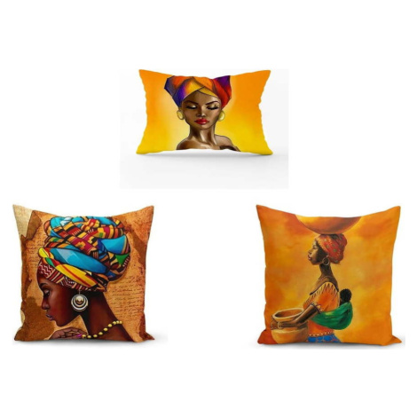 Sada 3 povlaků na polštáře Minimalist Cushion Covers African Culture, 45 x 45 cm