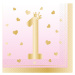 UBROUSKY papírové 1. narozeniny růžovo-zlaté 33x33cm 16ks