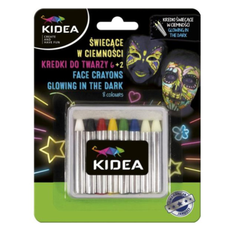 Tužky na obličej 8 kusů - 2 Kidea svítící ve tmě
