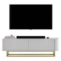 Meble Lindner TV STOLEK Aurora bílý matný 140 cm s kovovým rámem