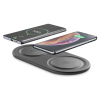 Bezdrátová QI stanice Cellularline Wireless Fast Charger Dual, 2 x 10W, černá