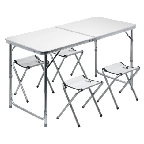 Skládací kempingový stůl + 4x židle bílá/chrom Donoci