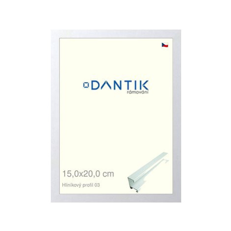 DANTIK rámeček 15 × 20, ALU profil 7003 Bílý matný sklo čiré