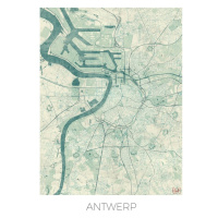 Mapa Antwerp, Hubert Roguski, (30 x 40 cm)